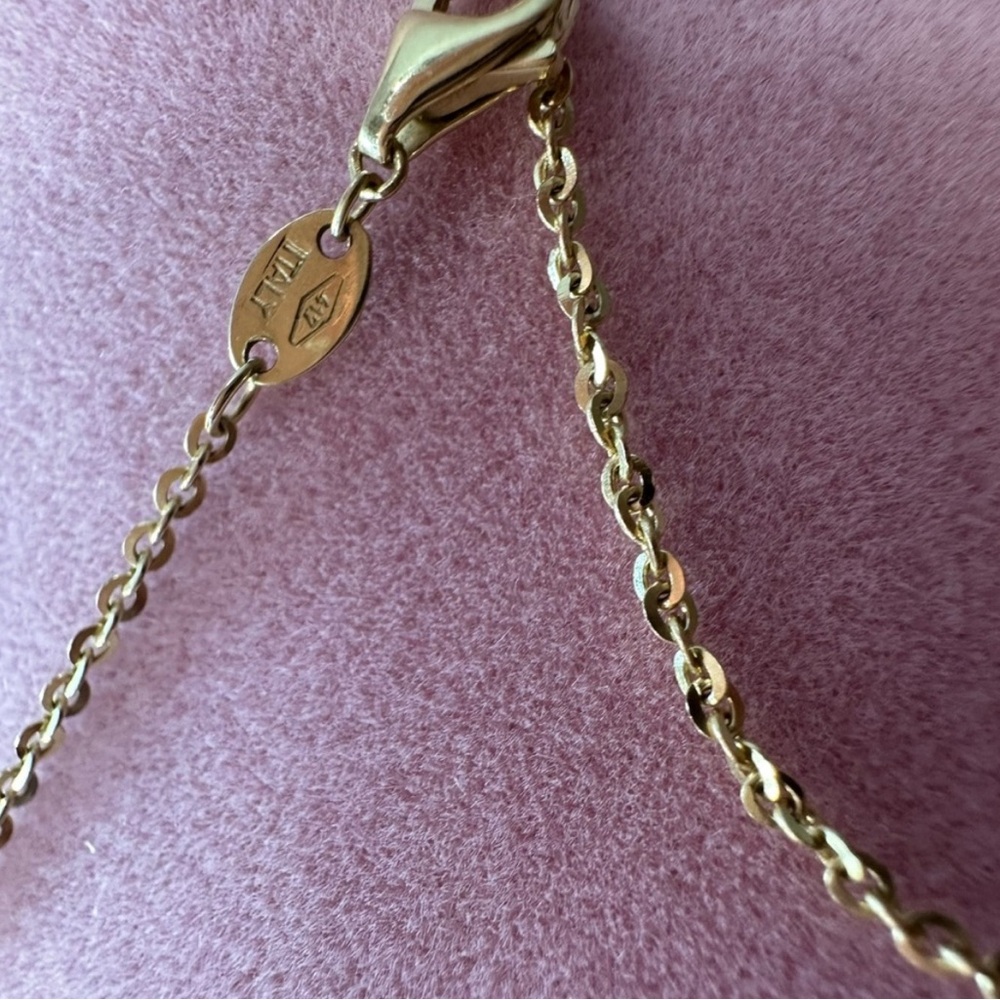 10k gold clover necklace real yellow gold 17 in. Italy - Picture 2 of 2